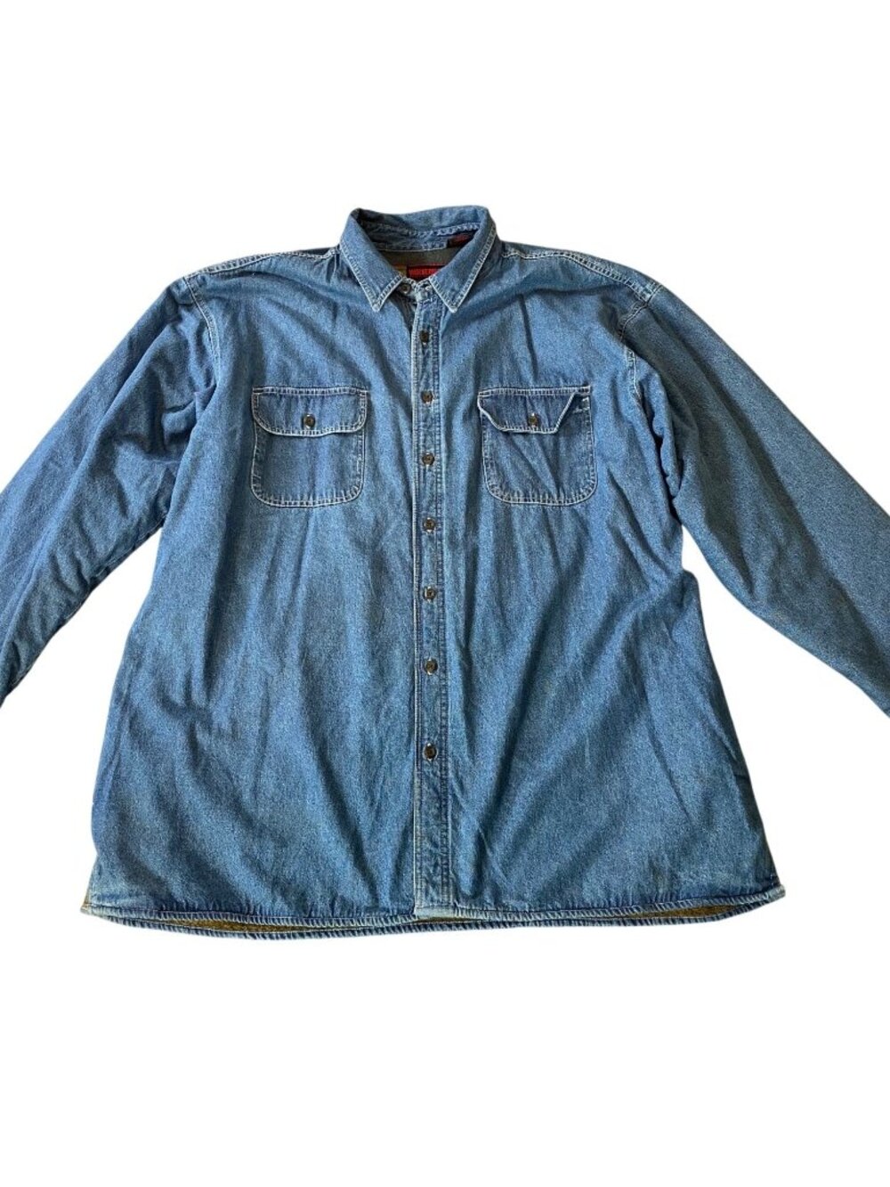 Wolverine Denim Shirt Jacket Striped Fleece Lining Button-Up Long Sleeves 2XLT